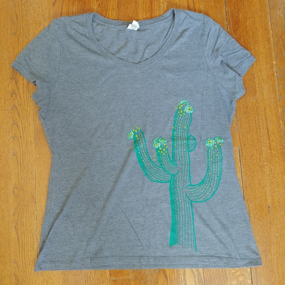 Gray Cactus Short Sleeve Shirt